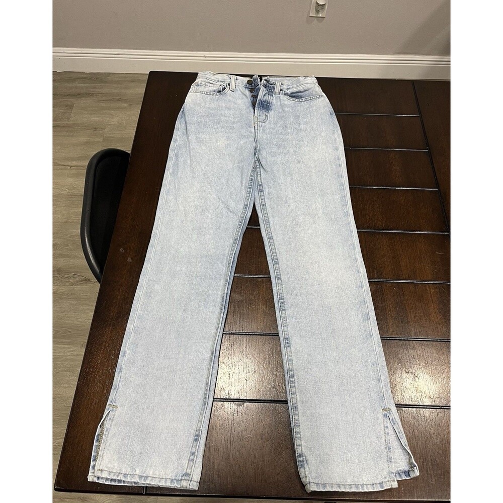 BDG Urban Outfitters Relaxed Straight Jeans Womens 26 Light Wash Side Slit Hem
